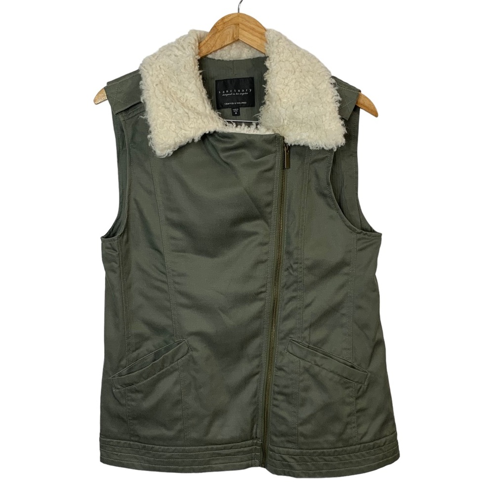 SANCTUARY Armina Sherpa Lined Zip Vest Sz M